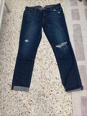 PAIGE Dark Indigo Jimmy Jimmy Boyfriend Skinny Jeans